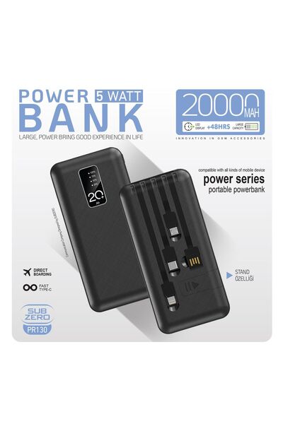 Subzero 20.000mAh PR130 POWERBANK 3in1 KABLOLU STANDLI