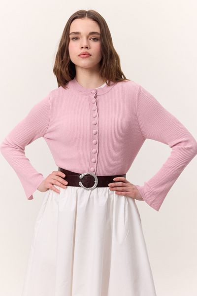 Manuka Pink Small Buttoned Knitwear Cardigan