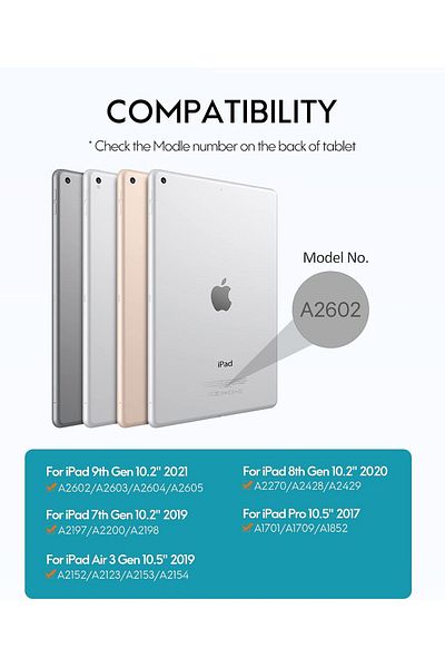 AWH حافظة لوحة مفاتيح لجهاز iPad مقاس 10.2 بوصة للجيل التاسع/الثامن/السابع مع لوحة تتبع وحامل قلم وحامل - أسود
