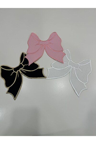 İNCİ ÇEYİZ 1 Piece Linen Fabric Bow Pattern Embroidered Coffee Side Cocktail Napkin & Coaster.