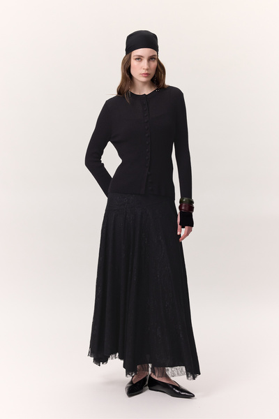 Manuka Small Buttoned Knitwear Cardigan, Black