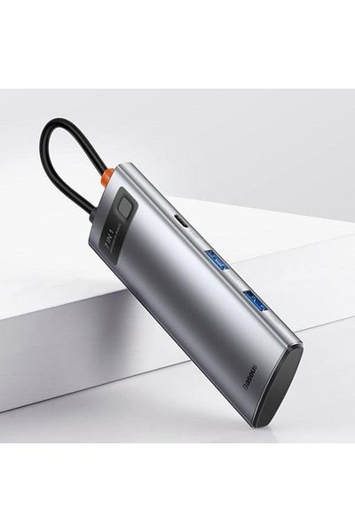 Baseus Adaptor HUB USB-C Baseus, HDMI 4K, SD/TF, 2 x USB 3.0, USB-C PD,100W, Gri