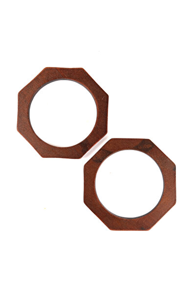 Prestij Boncuk Drveni osmougaonik Torba ručka 12,7 cm crveno-smeđa