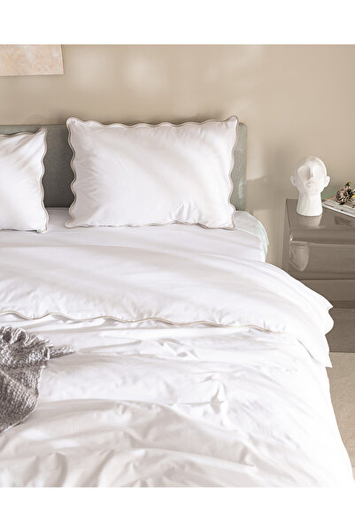 Madame Coco Justine Double Personality 100% Cotton Duvet Cover Set - White/Stone