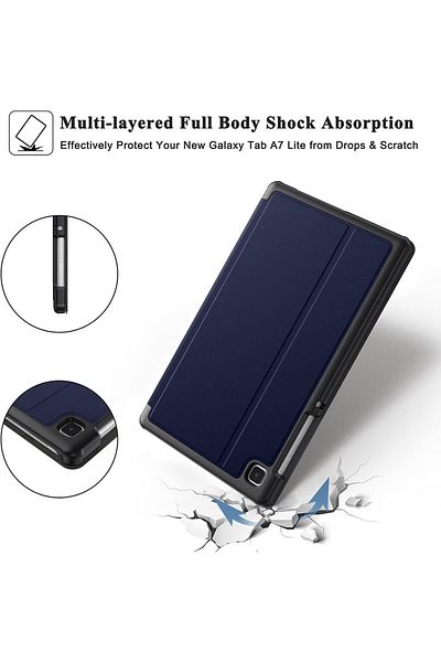 Söke Flip Protective Case For Samsung Galaxy Tab A7 Lite 2021 Soke, Tpu/pu, Black, 8.7 Inches