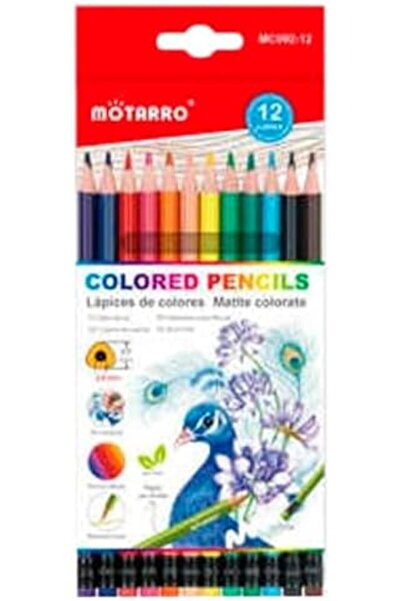 MOTARRO أقلام تلوين Mc092-12 مثلثة الشكل مع ممحاة، 12 قطعة، متعددة الألوان