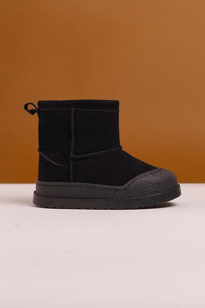 Limoya Jasmin Black Suede Παιδικές Μπότες με Αντίστροφη Ραφή και Λεπτομέρεια Γούνας Εσωτερικά