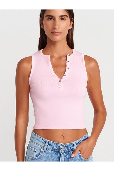 Dilvin Pink 21005 Wash Effect Crop Top