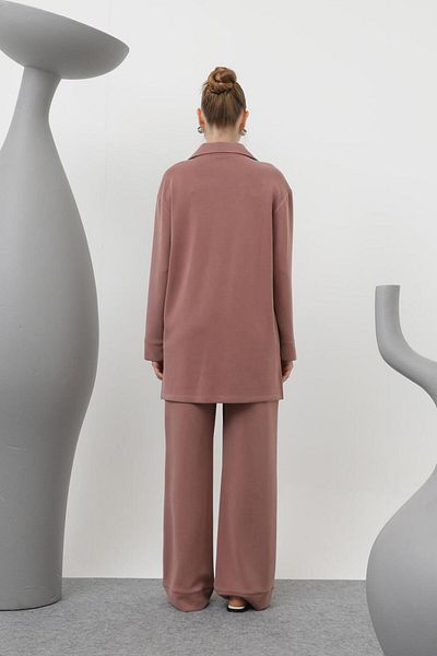 Loreen 20605 Women's Snap Collar and Pocket Detailed Trouser Suit