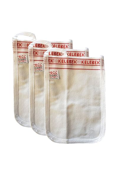 Zencefil Organik 3 Pieces Bath Pouch Tellak Turkish Bath Pouch Butterfly Plain Pouch ( 1stQuality Luxury Bag with Red Writing)