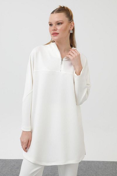 Puane 10611 Women's Front Zipper Detailed Modal Tunic