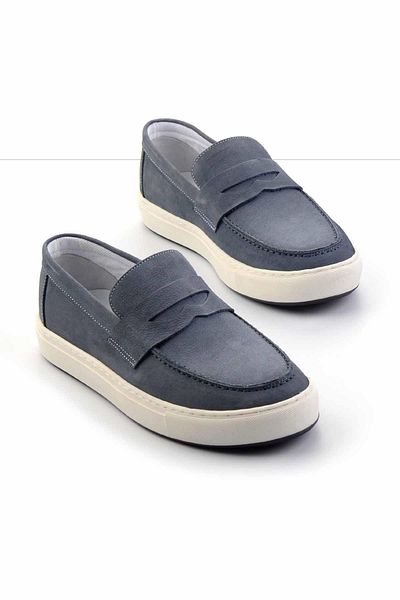 Bambi Pantofi casual pentru bărbați din piele naturală nubuc albastru denim E 01380110801
