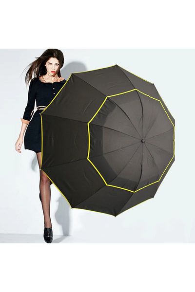 Choice black 130cm Double Strong Wind Resistant Umbrella Rain Women Large Folding Non-automatic Umbrellas M