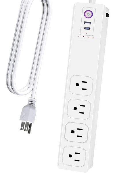 fulina شريط طاقة، مع 4 منافذ تيار متردد و4 منافذ USB-C PD65W، مع سلك تمديد بطول 5 أقدام، 1700 جول، للمنزل والمكتب