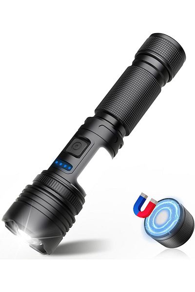 fulina Flashlight High Lumens, 1000000 Lumens Led Tactical Flashlight Powered,7 Light Modes, Dual Button
