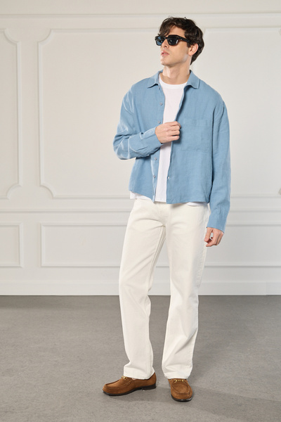 Beyyoglu %100 Keten Oversize Gömlek