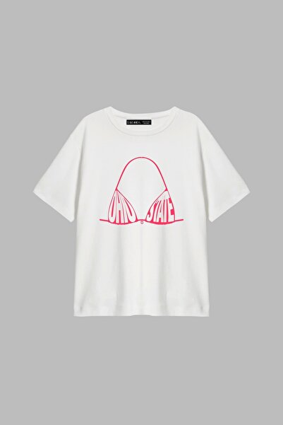 Bak Moda Ohio State Štampano opuštena bijela ženska majica