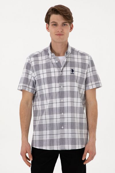 U.S. Polo Assn. Мъжка тъмносиня риза с къс ръкав 50300641-VR033
