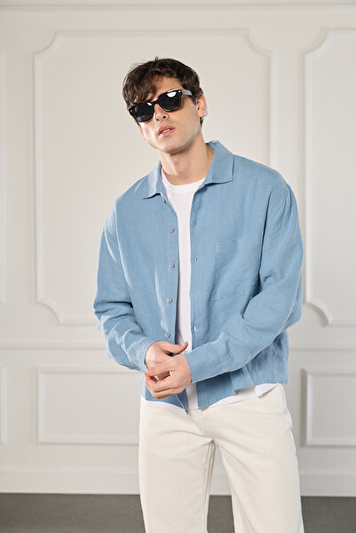 Beyyoglu %100 Keten Oversize Gömlek