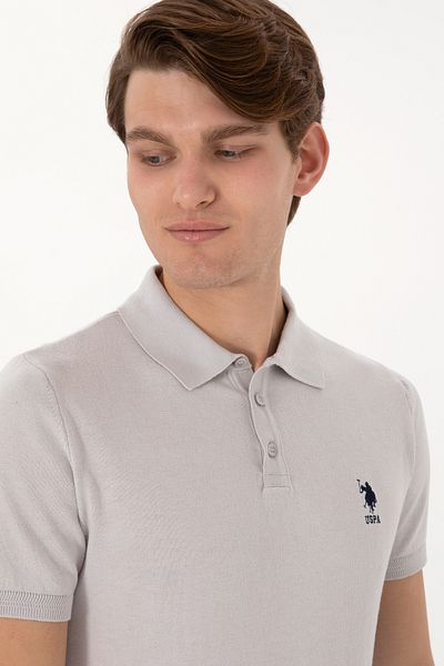 U.S. Polo Assn. Men's Slim Fit Polo Neck Light Gray T-Shirt 50299359 -Vr001