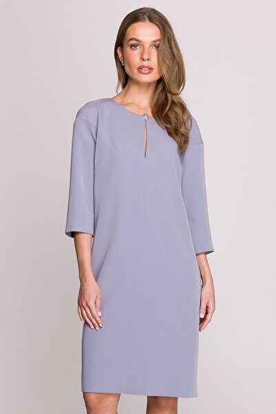 Stylove Loose-fitting dress with a teardrop neckline