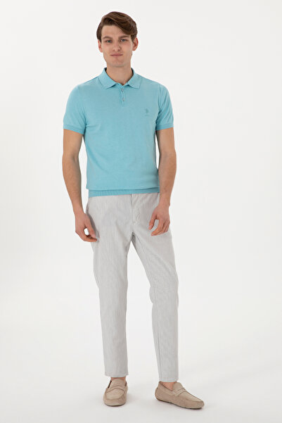 U.S. Polo Assn. Erkek Slim Fit Polo Yaka Aqua Tişört 50299359-VR007