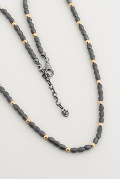 So CHIC... Hematit Taşlı 65 Cm Gümüş Erkek Kolye