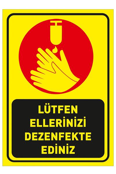 New Jargon Molimo vas da dezinfikujete ruke. Materijal žute boje sa ikonom 35...