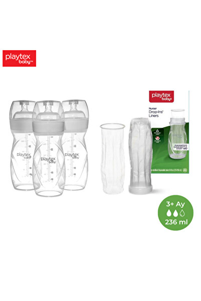 Playtex Baby Yenidoğan Biberon Seti, 236ml, 3+ Ay, Orta Akış + 50 Tek Kullanı...