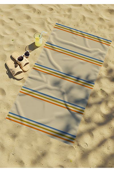 Viadela Striped Classic Beach Towel – Soft Textured Summer Towel