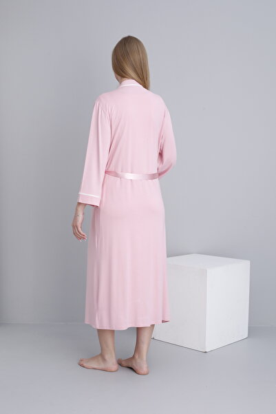 Miss Dünya Lissa Sabahlıklı Emzirmeye Uygun Şerit Detaylı Hamile ve Lohusa Sıfır Kol Gecelik Takımı