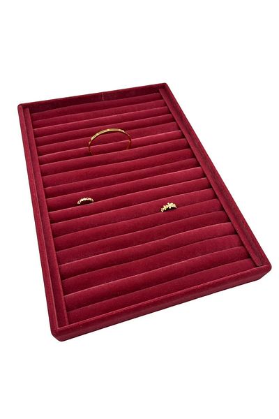 MeGass Dekor Domestic Production Large Size Suede Fabric Burgundy Color 34 cm / 24 cm Vertical Sausage Ring Display Stand