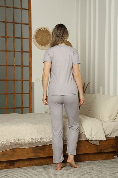 LİLA İÇ GİYİM WOMEN'S REPORTED VISCOSE SHORT SLEEVE PAJAMA SET