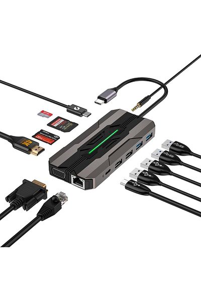 COOYA 13-in-1 USB C Multiport Adapter, Gaming USB C Hub, USB C Docking Station with 4K HDMI