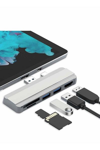 COOYA Docking Station USB C Hub, USB 3.0x2 Adapter, SD TF Micro Memory Card Reader, 4K HDMI Port