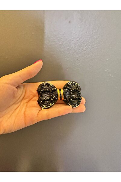 Gönülden Tasarım 7X4 CM BONCUK İŞLEME TASARIM FİYONK SİYAH ARMA DİKİŞ APLİKE