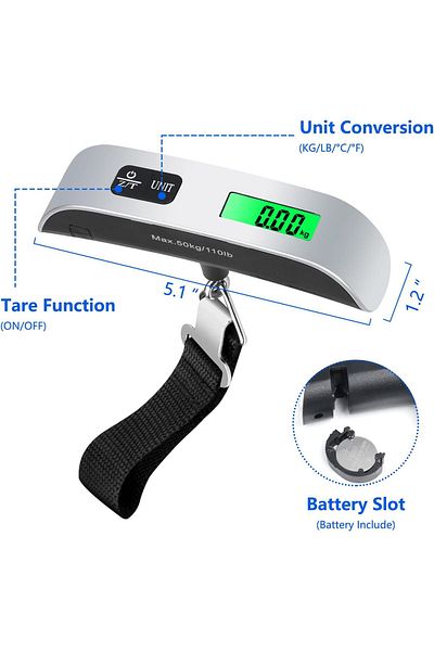 COOYA Digital Luggage Scale, with Temperature Sensor, Battery Included, for Travel