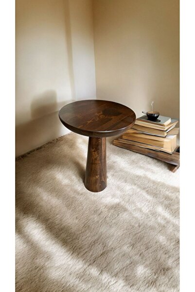 Simillo Home&Living WOOD Wooden Ahşap Tekli Konik Mantar Yan Sehpa Modern Cev...