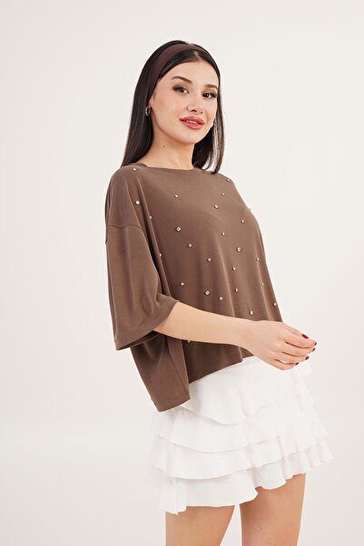 Hipo Trend Передня частина з каменем, деталізована, модальна, коричнева, кроп