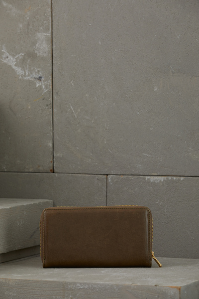 GİZİA Fermuarlı Yeşil Deri Cüzdan