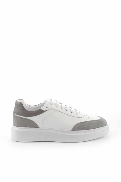 Bambi Λευκά Γκρι Δερμάτινα Ανδρικά Παπούτσια Casual E01901533903