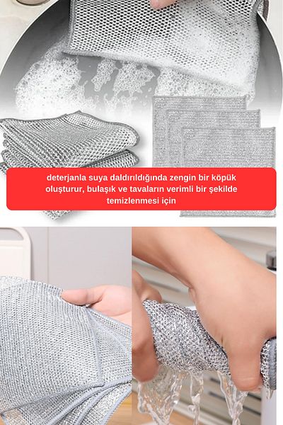 AYLA STAND 3 Pieces Multifunctional Anti-Scratch Wire Dishcloth Steel Wire Dish Towel