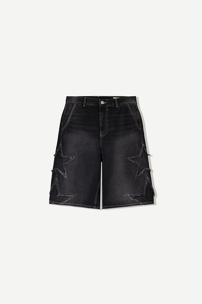 Bershka Baggy Bermuda shorts with patches