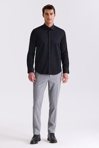 Jakamen Черна риза Slim Fit Basic с копчета, 100% памук