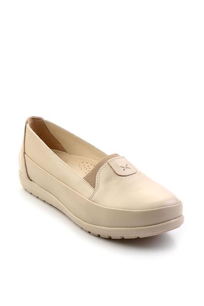 Bambi Beige Leather Women's Casual Shoes K 01087734103