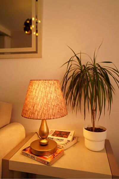 retro home design Eskitme Ayaklı Turuncu Çiçek Detaylı Masa Lambası Dekoratif...