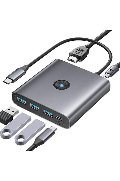COOYA USB C Docking Station, 6 in 1 USB C Hub with 4K HDMI, 100W PD Charging, Compact and High-Speed USB C