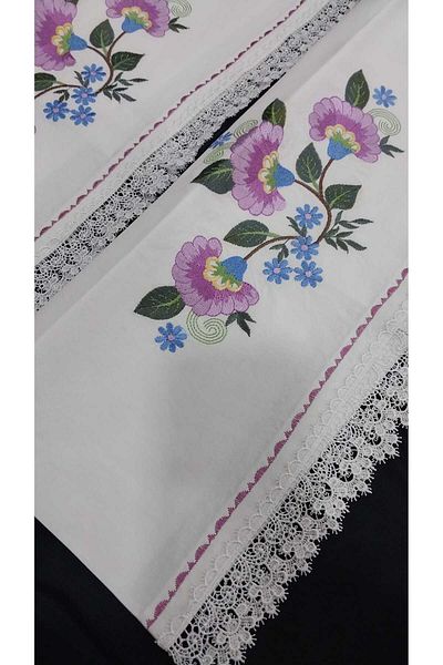 Papatyam Machinery Work 2 Pcs Cushion (70X47) Machine Winding Work/Ready-Made Guipure Border Lace/Vintage/Dowry Lace