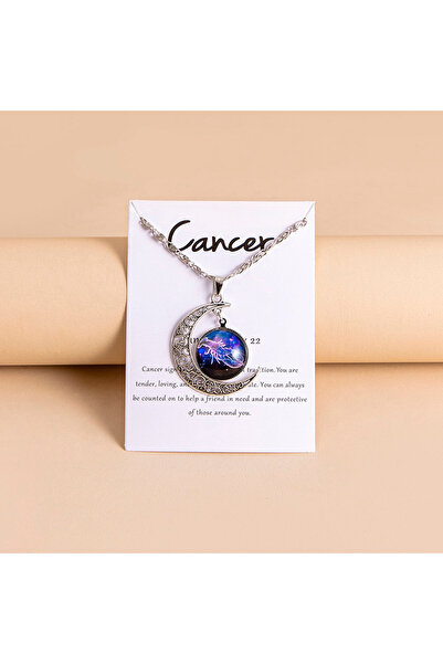 Choice قلادة عتيقة بتصميم برج السرطان، مزينة بنجوم زجاجية، مع دلايات على شكل ...