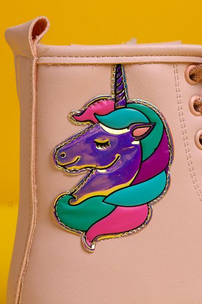 Limoya Παιδικές μπότες Darine Pudra Unicorn Patchli Lace-Up